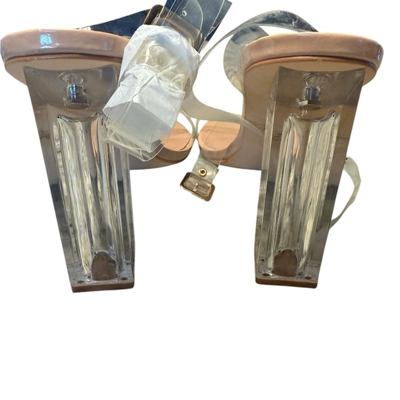 Nude Block heels with clear ankle & foot strap. NIB womens size 10M Box included - Picture 6 of 8
